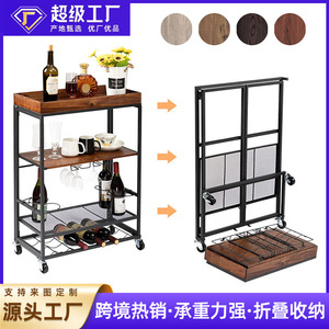 New cross-border hot-selling food cart, <b>foldable</b> food cart, hotel food delivery cart, tea cart, kitchen storage rack - Product Image 5