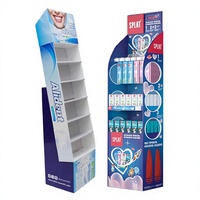 Présentoir Moderne Portable Rotatif et Pliable à 3 Niveaux en Carton pour Brosses à Dents et Produits d'Hygiène Buccale pour Magasins de Détail