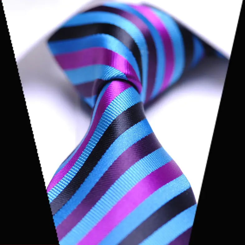 hot sale fashion Italian necktie high quality stripe pink polyester neck ties for men