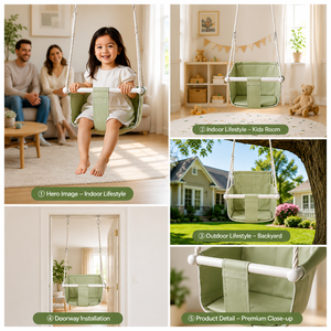 Siège de balançoire en toile personnalisé pour tout-petits, pour marques à marque privée, balançoire pour bébé réglable avec corde, pour intérieur, crèche, extérieur, jardin, fabricant - Product Image 2