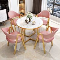 Ensemble de table à manger ronde moderne de luxe écologique facile à nettoyer pour 4 personnes, mobilier commercial en métal pour salles à manger et hôtels