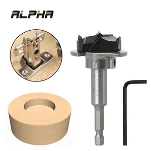 Thân Lục Giác ALPHA 35Mm Mũi Khoan Lỗ Bản Lề Có Thể Điều Chỉnh TCT Dao Phay Vonfram Cacbua Forstner Mũi Khoan Dùng Trong Chế Biến Gỗ