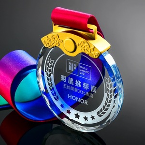 Cheap Wholesale Custom Crystal Marathon Running <strong>Sports</strong> <strong>Medals</strong> Glass Football Soccer Prize Awards - Product Image 4