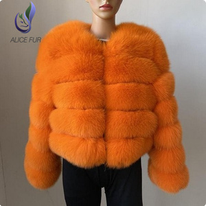 Vêtements d'extérieur artificiels moelleux d'usine Manteau en fourrure de renard Veste en cuir de mouton de couleur de haute qualité - Product Image 3