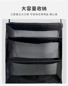 Organisateur de rangement suspendu en maille noire avec 3 étagères et poche inférieure zippée pour placard - Product Image 2