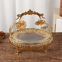 Nouvelle décoration créative pour la maison assiette de fruits ronde européenne panier en verre trempé