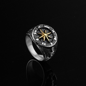 Anillos y Dijes de Acero Inoxidable, Regalos de Joyería para Hombre, Precio al por Mayor, Anillo de Estrella, Brújula y Ancla, Anillos de Dedo Plateados - Product Image 4