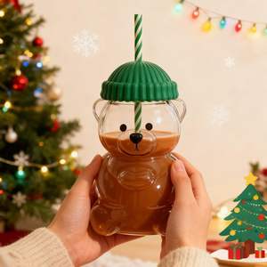 Klasik tasarım Teddy Bear şekilli cam Drinkware sevimli karikatür kahve ve suyu bardak Ins restoran kullanımı için çay ve süt için - Product Image 6