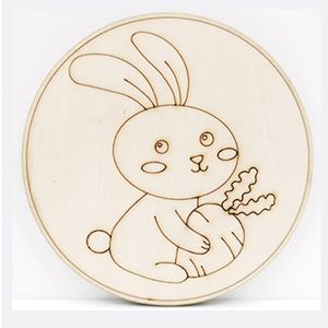 Piezas Redondas de Madera con Animales de Dibujos Animados Grabadas para Niños, para Pintar, Colorear y Manualidades - Product Image 3