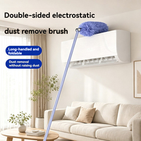 Brosse à poussière domestique à long manche extensible et flexible, en fibres ultra-fines à forte adsorption électrostatique