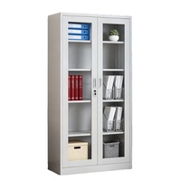 Archivador de Acero de Cuatro Niveles con Puerta de Vidrio para Gestión de Documentos en Oficinas, Archivos, Centros Médicos y Laboratorios