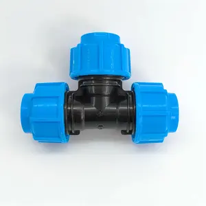 PP Compression fittings plastic tee connector reducing female tube tee for water systems