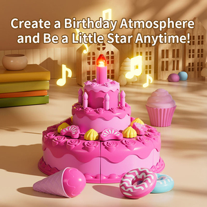Giocattoli in Plastica per Cucina, Simulazione di Taglio Torta di Compleanno e Gelato, Gioco Educativo di Ruolo per Bambine - Product Image 3