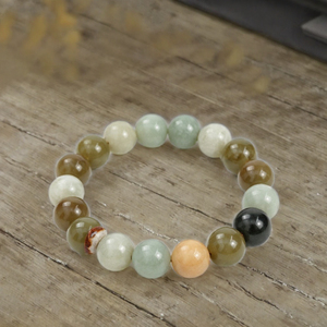 Bracelet en pierres précieuses naturelles Xiuyu polies, perles rondes, élastique, étanche, pour hommes et femmes, à porter au quotidien, cadeau, bijoux - Product Image 2