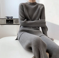 Ensembles décontractés pour femmes robe personnalisée automne hiver pull en tricot ensemble de pyjama tricoté femmes pull ensemble hiver laine cachemire ample