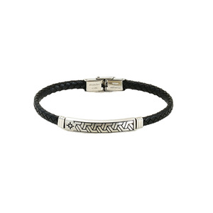Zogxin <b>Leather</b> <b>Bracelet</b> Stainless Steel Geometric Pattern Unisex Gift Jewelry - Product Image 5