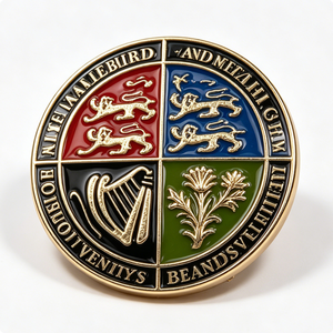 Écusson personnalisé en métal émaillé rigide avec armoiries royales britanniques, imprimé UV, pour ensemble de badges héraldiques britanniques pour la Fête des Pères - Product Image 3