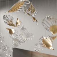 Ornements suspendus au plafond en forme de feuilles flottantes, artisanat mural, décoration de salon, centre commercial, décoration murale, affichage de fond