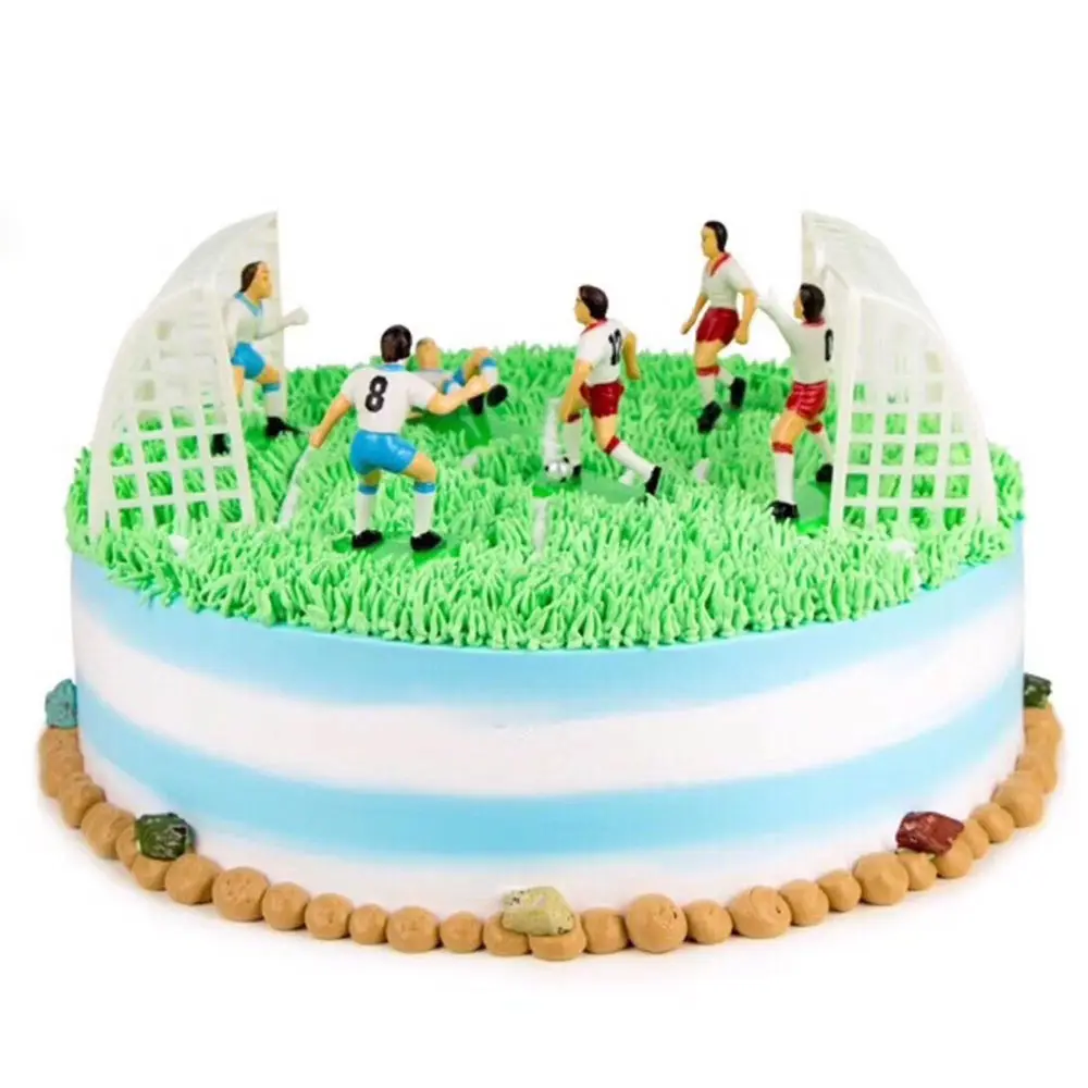 Toppers de football/football en plastique pour gâteau et cupcakes Lot de 8 kit de décoration de gâteau Kit de décoration de cupcake Jouets de sport