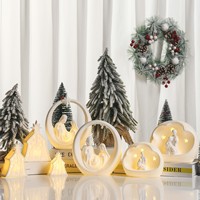 Lampe LED creuse en porcelaine blanche mate, figurine de Noël, pour décoration de table intérieure et aménagement d'ambiance festive