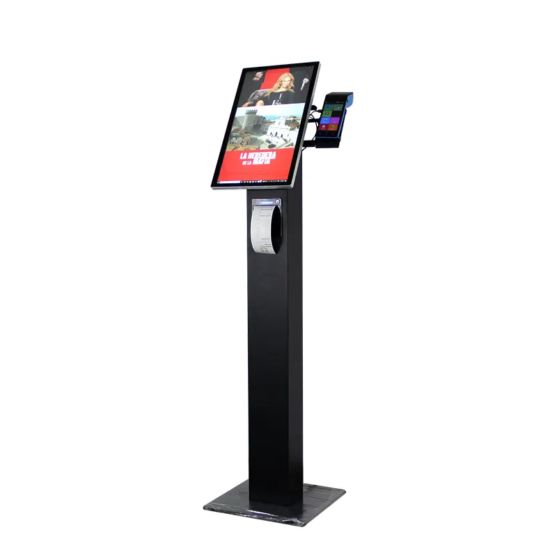 OEM superschlanker stumpen-touch-kiosk 15,6 21,5 24 zoll aktiver touchscreen-scanner qr-code nfc-leser intelligenter zahlungs-kiosk für den innenbereich