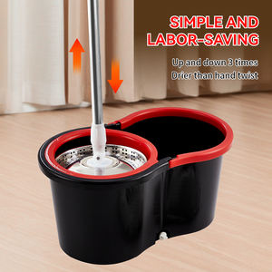Juego de Trapeador de Microfibra Reutilizable de 360 Grados con Cubo Giratorio de Acero Inoxidable para Limpieza en Seco y Húmedo de Pisos Planos y Baños - Product Image 4