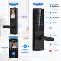 Serrure de porte intelligente Tuya avec poignée réglable et un seul trou de serrure, reconnaissance faciale 3D, alerte de faible consommation d'énergie, pour Airbnb