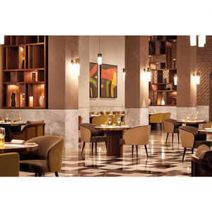 Ensemble de meubles de restaurant d'hôtel commercial en bois massif de conception moderne sélectionné 5 étoiles, personnalisé par <span class=keywords><strong>IDM</strong></span> Factory, table à manger de luxe - Product Image 2