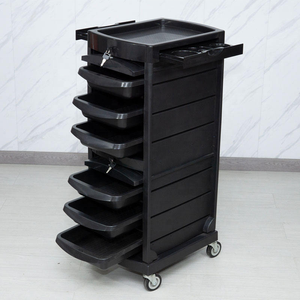 Chariot de Salon en Plastique Noir, Chariot de Coiffure à Plusieurs Niveaux, Étagère de Rangement, 4 Roues, Facile à Déplacer, Mobilier de Salon de Coiffure - Product Image 2