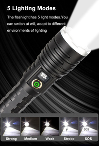 Bán buôn mạnh mẽ Đèn pin LCD kỹ thuật số hiển thị điện có thể sạc lại ngoài trời <span class=keywords><strong>Torch</strong></span> 30 wát LED <span class=keywords><strong>18000</strong></span> <span class=keywords><strong>lumens</strong></span> siêu sáng đèn pin - Product Image 2