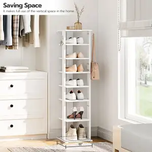 Vente en gros de porte-chaussures blanc grand et étroit rangement à 8 niveaux verticaux petits étagères à chaussures étagères en bois pour chaussures pour chambre à coucher