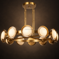 Lustre vintage en laiton et verre alabastro, grand luminaire suspendu rond de luxe moderne pour salle à manger, salon, hôtel