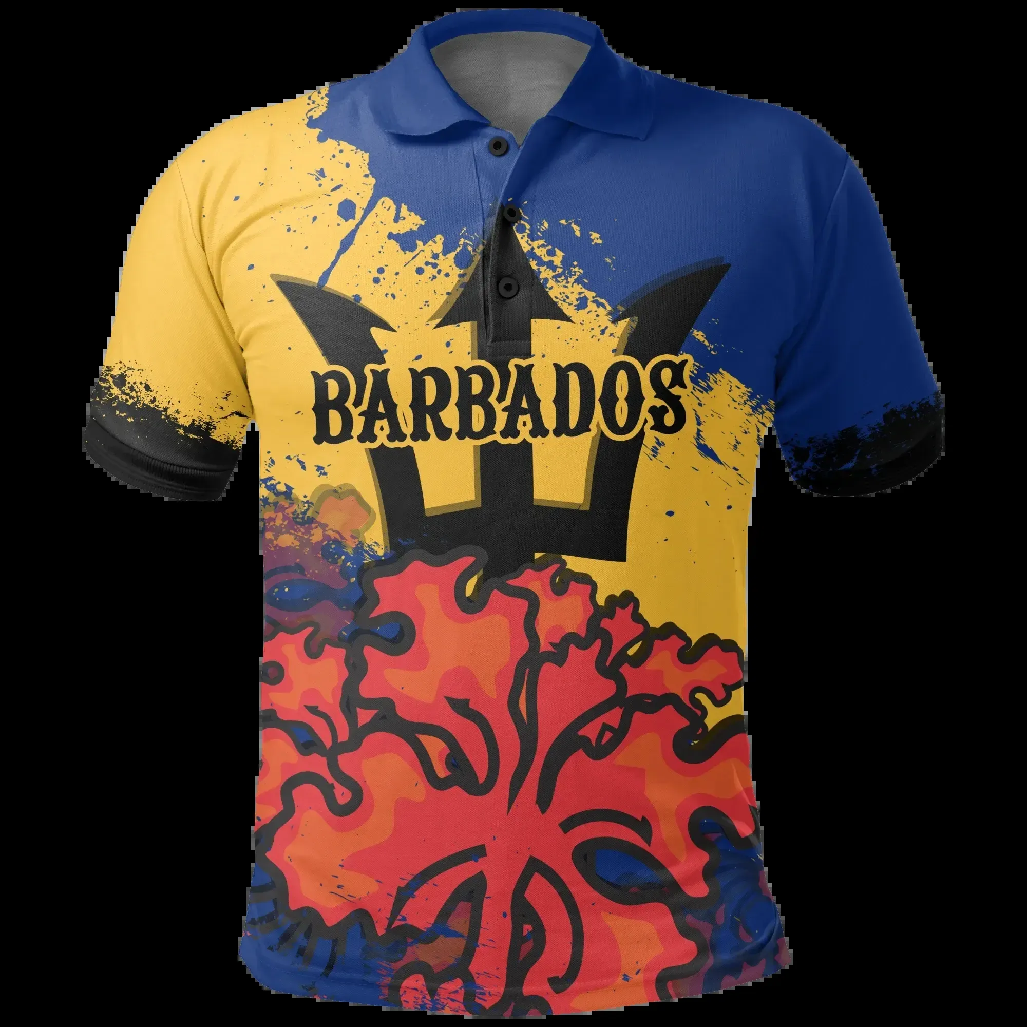 Camisas polo personalizadas por atacado e camisas polo Barbados Pride estampadas camisas polo masculinas de alta qualidade baixo preço de alta qualidade