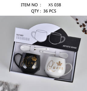 Tazza da Caffè con Coperchio a Corona <span class=keywords><strong>MR</strong></span> MRS con Cucchiaio Vendita Calda Porcellana Personalizzata Rotonda Regalo Tazze in Ceramica di Lusso Sostenibili - Product Image 4