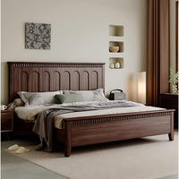 Lit double en bois massif de style mid-century - Lit plateforme moderne américain, gain de place, confortable et durable pour la chambre principale