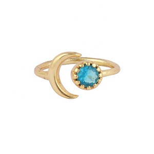 Bague en pierre précieuse iolite empilable plaqué or forme ronde ensemble de broches bague en pierres précieuses bague réglable faite à la main bijoux pour fiançailles - Product Image 5