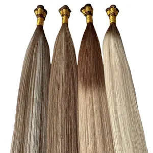 Original Human Hair Extension Double Drawn Highlight Hand Tied Weft Russian Virgin Cuticle Aligned Natural Hair Extensions