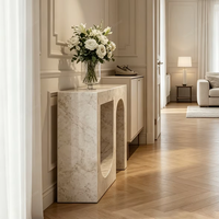Table console en marbre travertin à découpe en U, moderne, durable, écologique, en pierre naturelle, pour entrée, hôtel, villa, appartement, salon