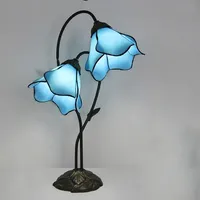 Lampu atap kamar tidur ruang tamu kreativitas Mediterania lampu belajar Villa Hotel lampu meja bunga pedesaan Amerika PLLY