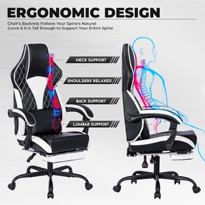 Silla ergonómica para <span class=keywords><strong>videojuegos</strong></span> <span class=keywords><strong>de</strong></span> oficina con reposapiés y soporte lumbar <span class=keywords><strong>de</strong></span> masaje, silla para jugadores adultos con ajuste, <span class=keywords><strong>precio</strong></span> al por mayor - Product Image 3