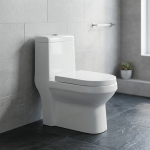 WC monobloc en céramique Vistaar, siphon en S 300 mm, double chasse, abattant à fermeture douce, blanc, pour le Pérou - Product Image 3