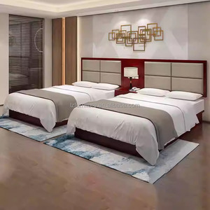 ชุดเฟอร์นิเจอร์ห้องนอนโรงแรม 3 ดาว จากโรงงานโดยตรง โครงเตียงไม้พร้อมหัวเตียง โต๊ะข้างเตียง ตู้วางทีวี และตู้เสื้อผ้า ขาย - Product Image 4