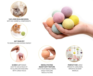 Yün keçe top oyuncaklar kediler ve yavru eğlenceli sevimli renkli yumuşak sessiz keçeli kumaş topları için benzersiz kedi severler kedi oyuncak top - Product Image 4