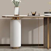 Table d'entrée multifonctionnelle en acier inoxydable italien, design léger et luxueux, nouveau style chinois, table murale pour porte d'entrée
