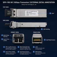 SFP+ 10G SR 850nm MMF Multimodo LC Dúplex 300m Compatible con Cisco, Agregación Empresarial, 1 Año de Garantía, VCSEL Óptico