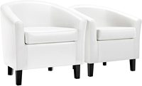 Fauteuils latéraux en cuir PU noir, fauteuil club, fauteuil en forme de baril, fauteuils d'appoint pour chambre à coucher, salon, salle de lecture