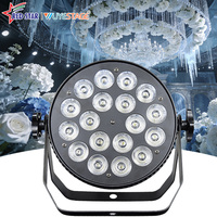 REDSTAR 18x10W RGBWauv UV LED 4/8通道超薄帕灯 IP33 DMX512 声控洗光灯 铝合金专业婚礼舞台灯