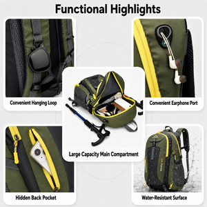 Mochilas Personalizadas OEM ODM, <span class=keywords><strong>Mochila</strong></span> de Senderismo de 40L, Impermeable, para Deportes al Aire Libre, Bolsa para Portátil de 17.3 Pulgadas, Ergonómica, de Viaje, Elite - Product Image 2