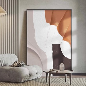 Arte Abstracto en Lienzo al Óleo, Cuadro Rectangular con Marco de Aluminio, Decoración Vertical Grande para Sala de Estar - Product Image 1