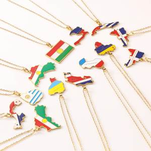 Nuova collana con mappa in acciaio inossidabile Rica Cuba Dominican <span class=keywords><strong>Ecuador</strong></span> Haiti Kurdistan Panama Paraguay Uruguay veneziana collana - Product Image 1